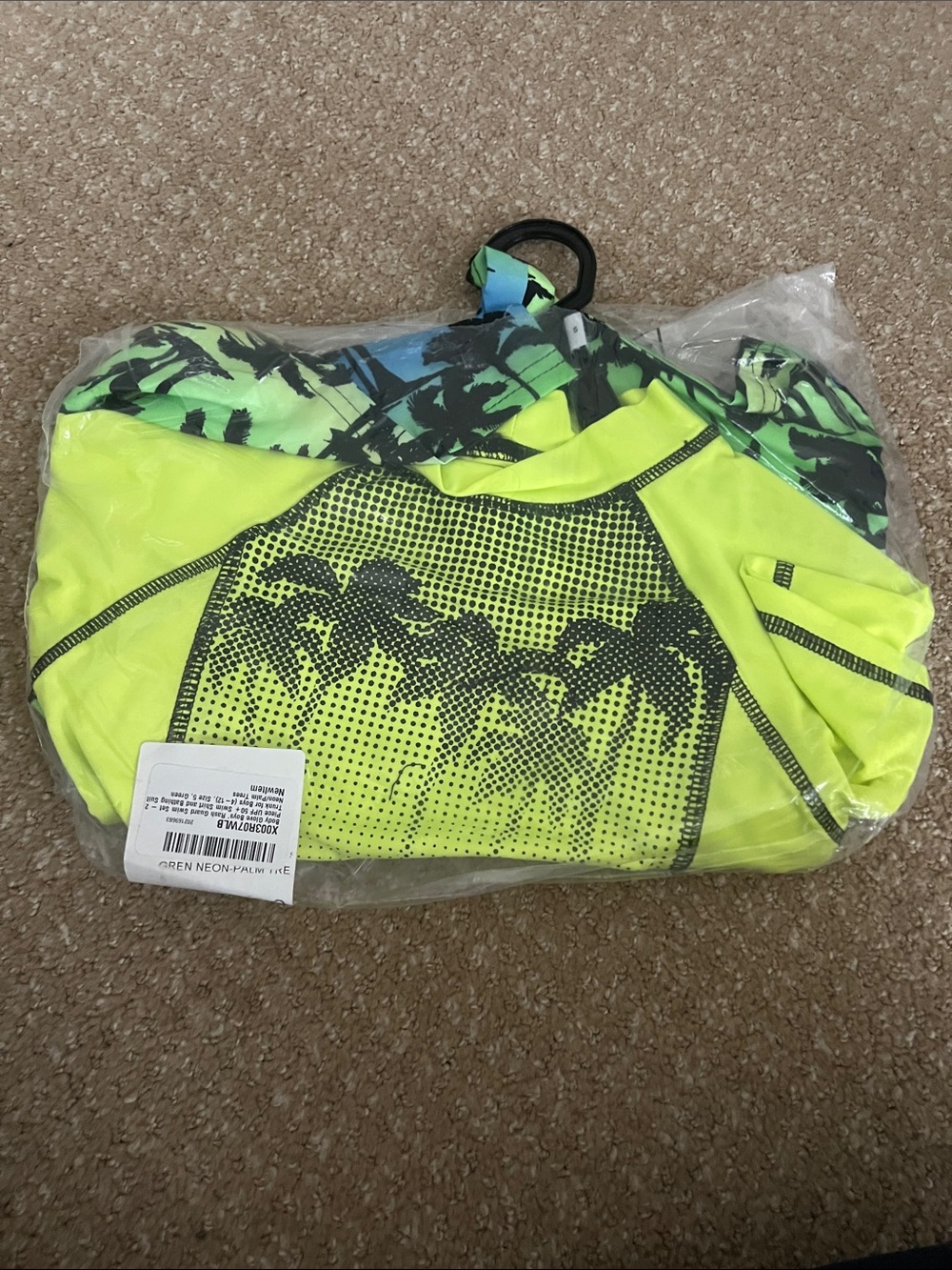 Body Glove Kids Neon Yellow and Black Palm Tree Rashguard